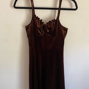 ROMWE Chocolate Brown Velvet Dress 90s Y2K Grunge